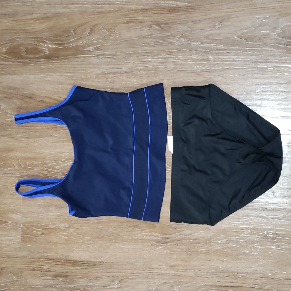 (10) Christina Two Piece Tankini Swimsuit Mesh Matching Beach Pool High Waist